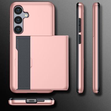 Samsung Galaxy S24 FE Hybrid Cover med Glidekortholder - Sølv