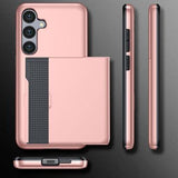 Samsung Galaxy S24 FE Hybrid Cover med Glidekortholder - Sølv