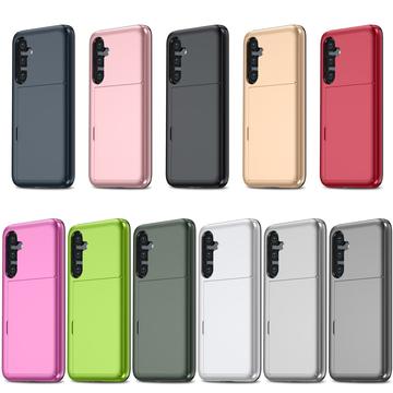 Samsung Galaxy S24 FE Hybrid Cover med Glidekortholder - Sølv