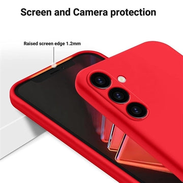 Samsung Galaxy S24 FE Liquid Silikone Cover med Strop - Rød