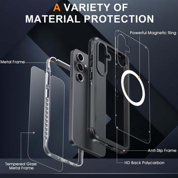 Samsung Galaxy S24 FE Magnetisk Cover med Skærmbeskyttelse Hærdet Glas - MagSafe-kompatibel - Sort