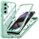 Samsung Galaxy S24 FE Magnetisk Cover med Skærmbeskyttelse Hærdet Glas - MagSafe-kompatibel - Grøn