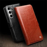 Samsung Galaxy S24 FE Qialino Classic Læderpung - Mørkebrun
