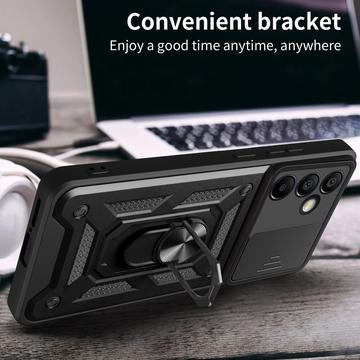 Samsung Galaxy S24 FE Roterende Ring Hybrid Cover med Kameraskjold - Rød