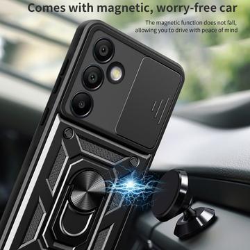 Samsung Galaxy S24 FE Roterende Ring Hybrid Cover med Kameraskjold - Rød