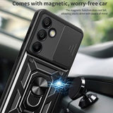 Samsung Galaxy S24 FE Roterende Ring Hybrid Cover med Kameraskjold - Rød