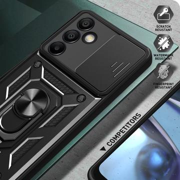 Samsung Galaxy S24 FE Roterende Ring Hybrid Cover med Kameraskjold - Rød