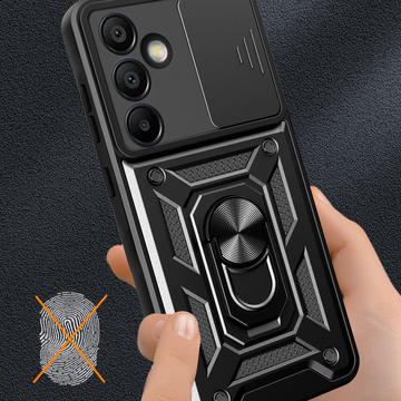 Samsung Galaxy S24 FE Roterende Ring Hybrid Cover med Kameraskjold - Rød