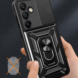 Samsung Galaxy S24 FE Roterende Ring Hybrid Cover med Kameraskjold - Rød