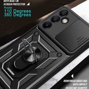 Samsung Galaxy S24 FE Roterende Ring Hybrid Cover med Kameraskjold - Rød