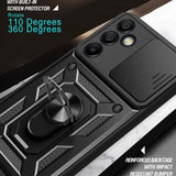 Samsung Galaxy S24 FE Roterende Ring Hybrid Cover med Kameraskjold - Rød