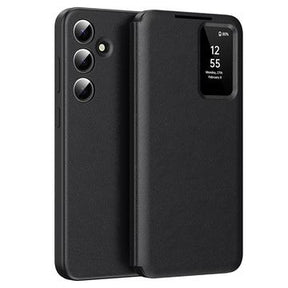 Samsung Galaxy S24 FE Smart Clear View Flip Cover med kortplads - Sort