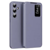 Samsung Galaxy S24 FE Smart Clear View Flip Cover med kortplads - grå-lilla