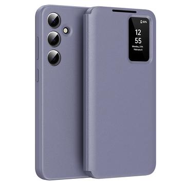 Samsung Galaxy S24 FE Smart Clear View Flip Cover med kortplads - grå-lilla