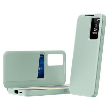 Samsung Galaxy S24 FE Smart Clear View Flip Cover med kortplads - Lysegrøn