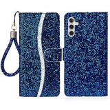 Samsung Galaxy S24 FE Stilfuldt glitterpungetui - blå