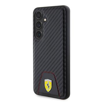 Samsung Galaxy S24 Ferrari Carbon Syet Bund Cover - Sort