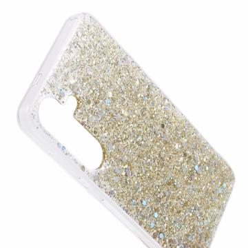 Samsung Galaxy S24 Glitter Flakes TPU Cover - Guld