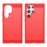 Samsung Galaxy S24 Ultra Børstet TPU Cover - Karbonfiber - Rød