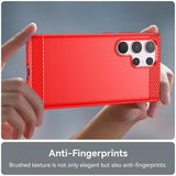 Samsung Galaxy S24 Ultra Børstet TPU Cover - Karbonfiber - Rød