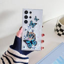 Samsung Galaxy S24 Ultra Butterfly TPU Cover med ringholder - mørkeblå