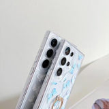 Samsung Galaxy S24 Ultra Butterfly TPU Cover med ringholder - mørkeblå