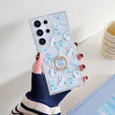 Samsung Galaxy S24 Ultra Butterfly TPU-etui med ringholder - lyseblå