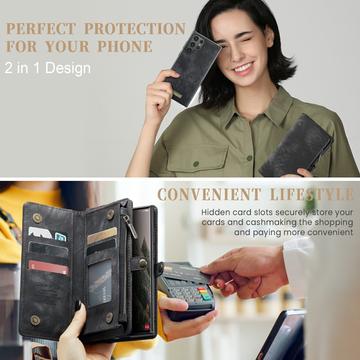 Samsung Galaxy S24 Ultra Caseme 008 2-i-1 Multifunktionel Pung - Sort