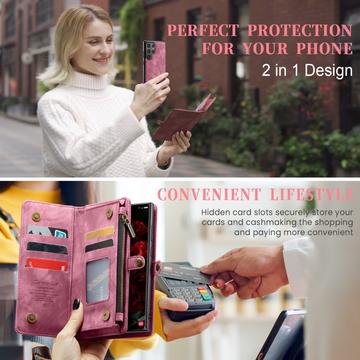 Samsung Galaxy S24 Ultra Caseme 008 2-i-1 Multifunktionel Pung - Rød