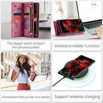 Samsung Galaxy S24 Ultra Caseme 008 2-i-1 Multifunktionel Pung - Rød