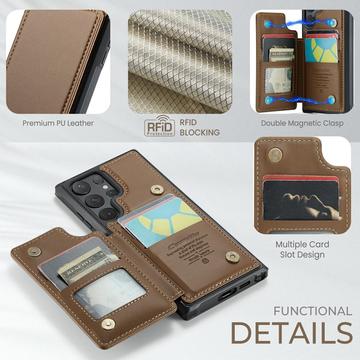 Samsung Galaxy S24 Ultra Caseme C22 Cover med RFID-kortpung - Brun