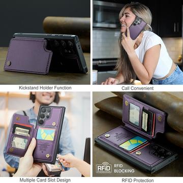 Samsung Galaxy S24 Ultra Caseme C22 Cover med RFID-kortpung - Lilla