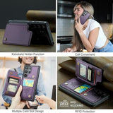 Samsung Galaxy S24 Ultra Caseme C22 Cover med RFID-kortpung - Lilla