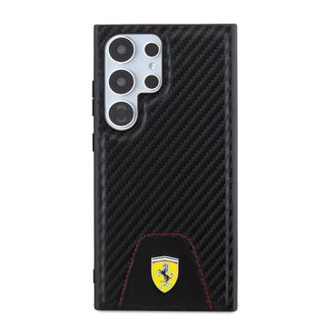 Samsung Galaxy S24 Ultra Ferrari Carbon Syet Bund Cover - Sort