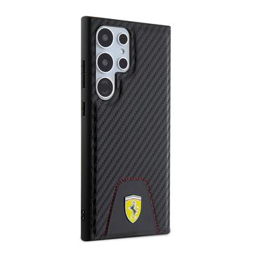 Samsung Galaxy S24 Ultra Ferrari Carbon Syet Bund Cover - Sort