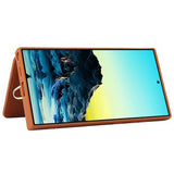 Samsung Galaxy S24 Ultra Blomsterdekoration Cover med Rem - Brun