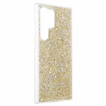Samsung Galaxy S24 Ultra Glitter Flakes TPU Cover - Guld