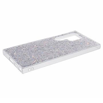 Samsung Galaxy S24 Ultra Glitter Flakes TPU Cover - Sølv