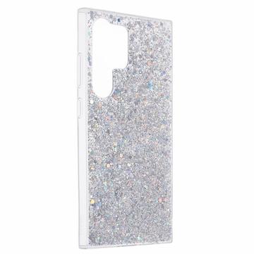 Samsung Galaxy S24 Ultra Glitter Flakes TPU Cover - Sølv