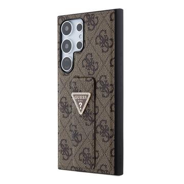 Samsung Galaxy S24 Ultra Guess 4G Grip Stand Triangle Logo Etui - Brun