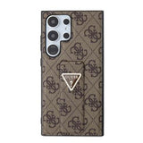 Samsung Galaxy S24 Ultra Guess 4G Grip Stand Triangle Logo Etui - Brun