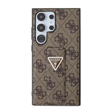 Samsung Galaxy S24 Ultra Guess 4G Grip Stand Triangle Logo Etui - Brun