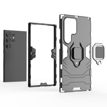 Samsung Galaxy S24 Ultra Hybrid Cover med Ring Holder - Sort