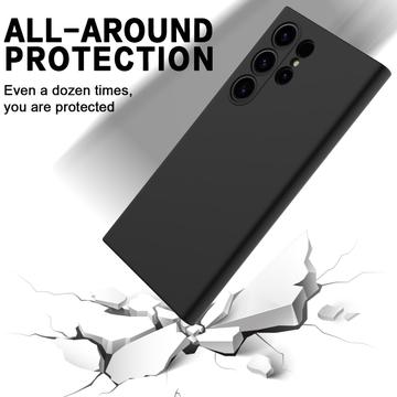 Samsung Galaxy S24 Ultra Liquid Silikone Cover med Strop - Sort