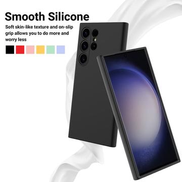 Samsung Galaxy S24 Ultra Liquid Silikone Cover med Strop - Sort