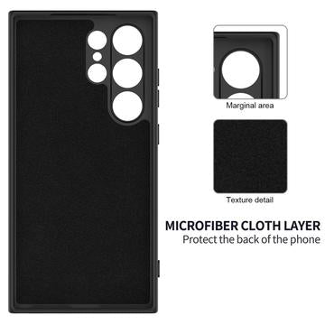 Samsung Galaxy S24 Ultra Liquid Silikone Cover med Strop - Sort