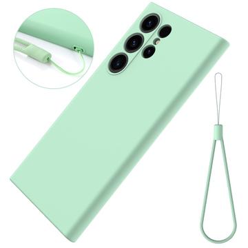 Samsung Galaxy S24 Ultra Liquid Silikone Cover med Strop - Grøn