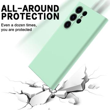 Samsung Galaxy S24 Ultra Liquid Silikone Cover med Strop - Grøn