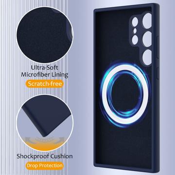 Samsung Galaxy S24 Ultra Liquid Silikone Cover - MagSafe Kompatibel - Mørkeblå