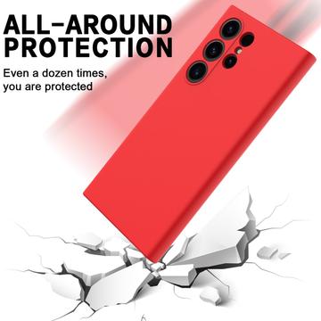 Samsung Galaxy S24 Ultra Liquid Silikone Cover med Strop - Rød